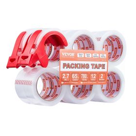 Clear Packing Tape 12 Rolls 65 Yards Clear Shipping Tape with Dispenser 2.7 Mil