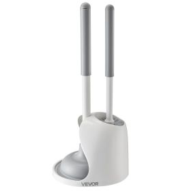 Toilet Brush and Plunger Set with PP Handle for Bathroom Deep Cleaning