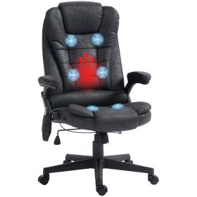 HOMCOM Vibrating Massage Office Chair with Heat, Linen High Back, Reclining, Padded Armrests, Remote, Black