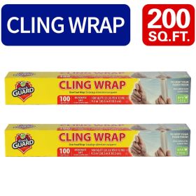 Easy-Cut Cling Wrap, Pack Of 2, Total 200 Square Feet, 12 Inch Width, for Restaurant Use, Perfect for Food Preservation & Kitchen Organization