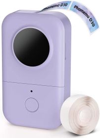 D30 Label Maker Machine with Tape; Portable Bluetooth Label Printer; Small Smart Phone Handheld Sticker Mini Labeler Multiple Templates Font Icon (Color: Purple)