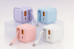Power Charger Multi-port Charging Head with Built-in Retractable Data Cable