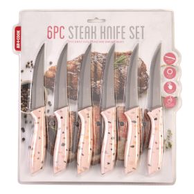 6 PC Steak Knife Set (Color: Pink)