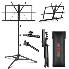 5Core Music Stand For Sheet Music Portable Tripod Adjustable Folding Note Holder (SKU: MUS FLD 4S BLK)