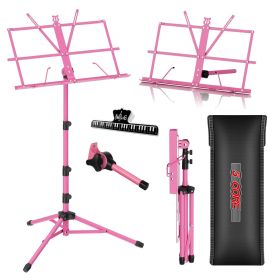 5Core Music Stand For Sheet Music Portable Tripod Adjustable Folding Note Holder (SKU: MUS FLD 4S PNK)