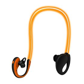 Wireless Neckband Earphones V4.1 HD Stereo Sweat-proof Headphones with LED Light Mic - 8Hrs Work, Running - 1 Pack (Color: Orange, size: One size)